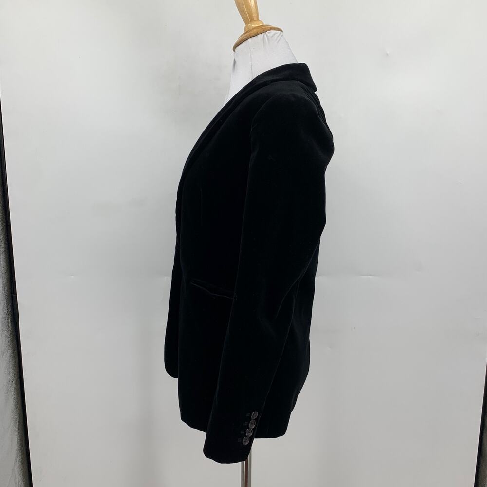 J Crew Blazer Womens 00 Black Parke Velvet Shoulder Pads Tailored Stripe Lining - Picture 4 of 11
